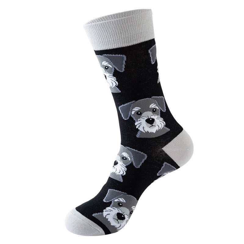 Panda Dog Cat Quarter Socks(5 Pairs) - Grey - EU36-40(US3-7) - image 7