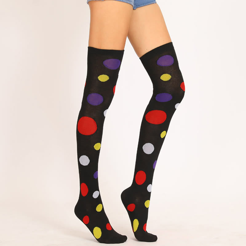 Colorful Dots Thigh High Socks(5 Pairs)