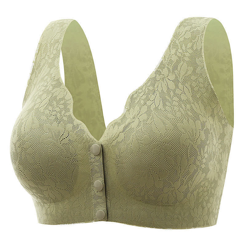 Button Front Comfy Wireless Bras(2 Packs) - Green - 3XL - image 9