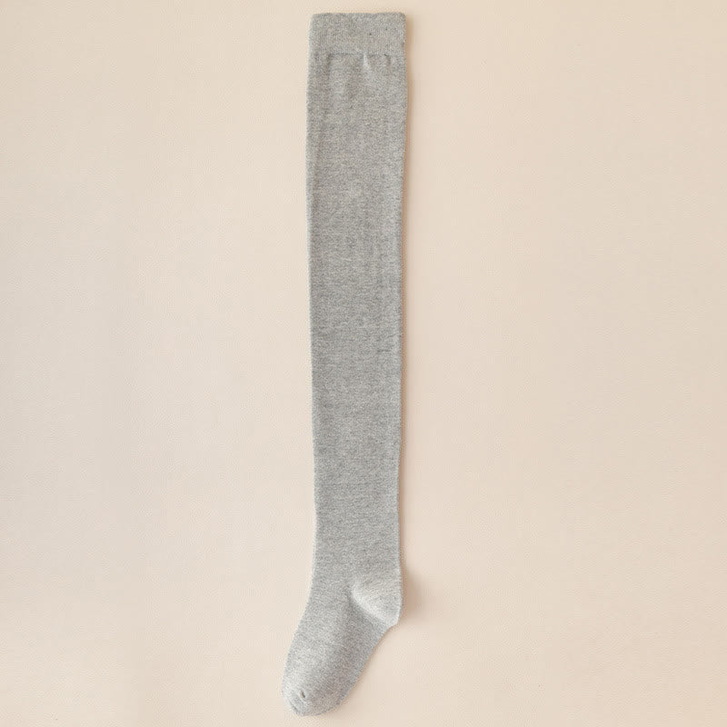 Solid Color Cotton Thigh High Socks(2 Pairs) - Light Gray - EU39-46(US6-12) - image 13