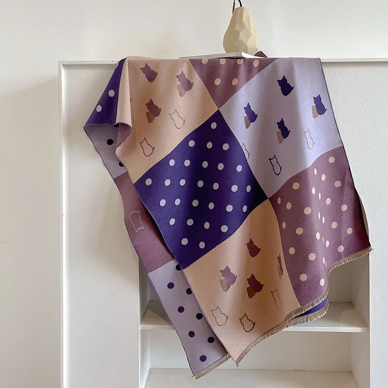Polka Dots Soft Blanket Scarf - Purple - One Size - image 12