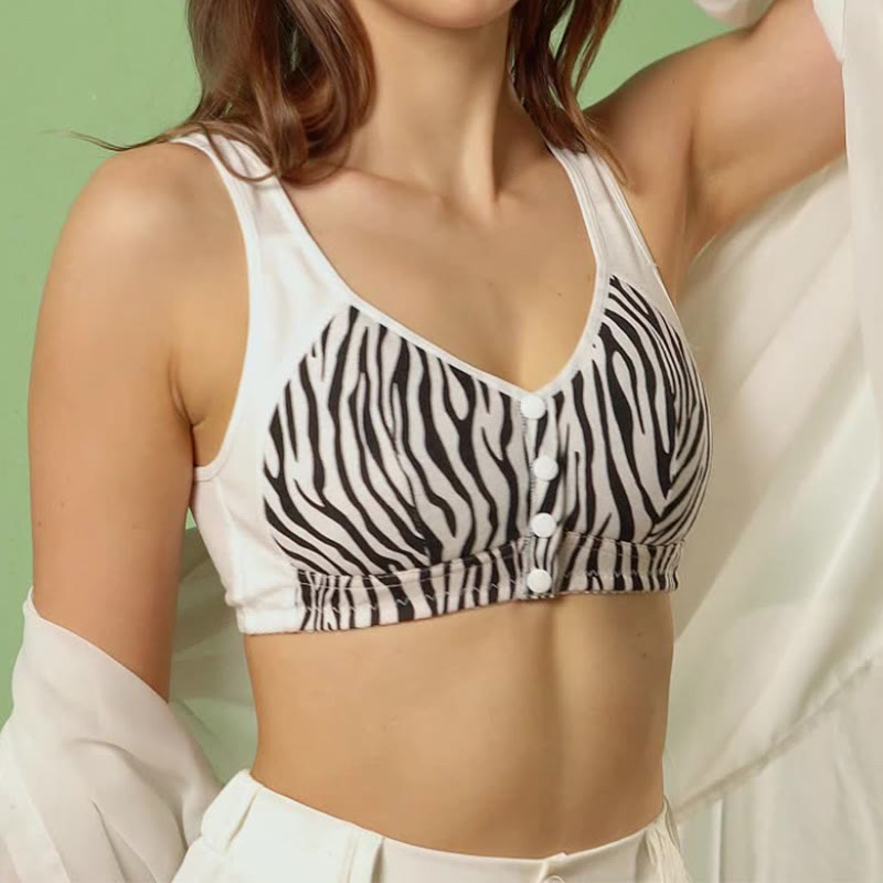 Front Closure Zebra Print Wireless Bra - image 4