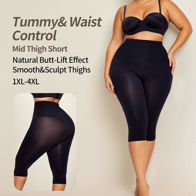 Plus Size High Waist Seamless Body Shaper Capri