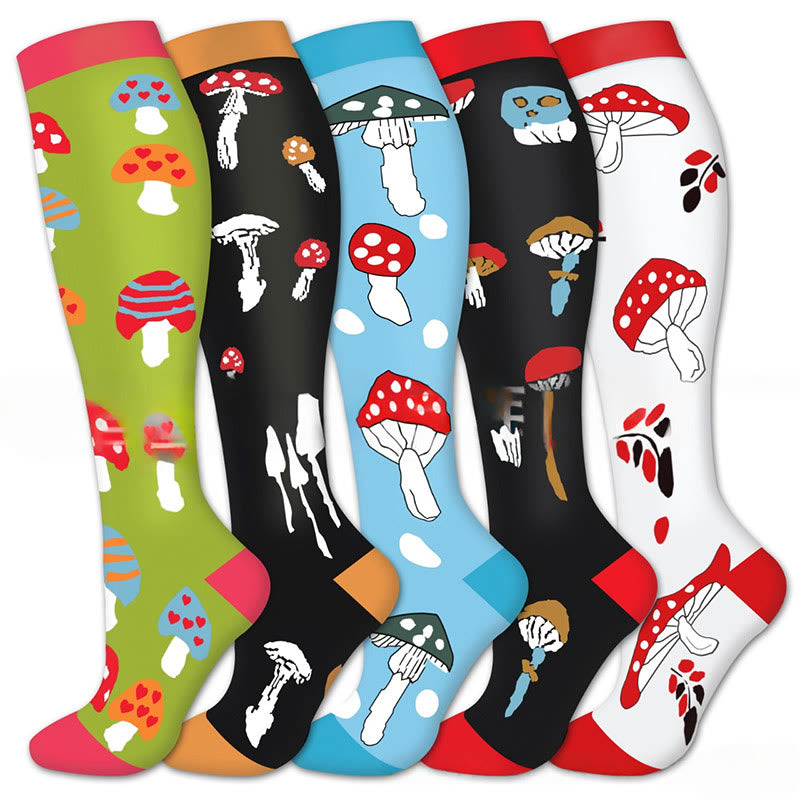 Mushroom Compression Socks(5 Pairs) - Multicolor - S/M - image 1