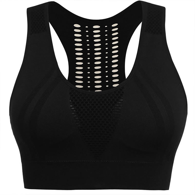 Plus Size Hollow Back See-through Sports Wireless Bra
