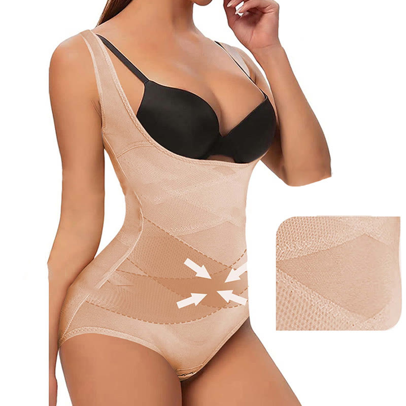 Plus Size Sexy Cross-strap Tummy Control Mesh Shapewear