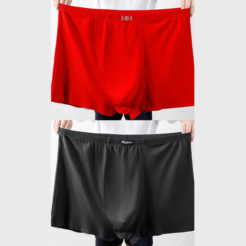 Plus Size High Waist Loose Cotton Men's Boxer Brief(2 Packs)