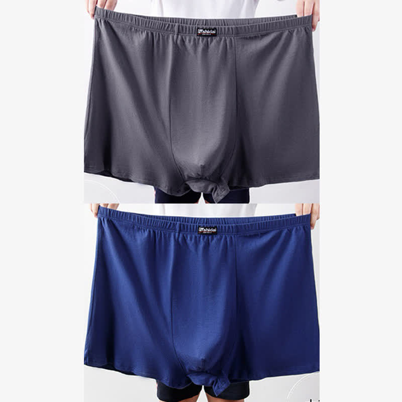Plus Size High Waist Loose Cotton Men's Boxer Brief(2 Packs)