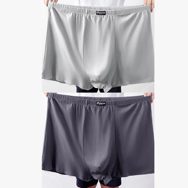 Plus Size High Waist Loose Cotton Men's Boxer Brief(2 Packs)