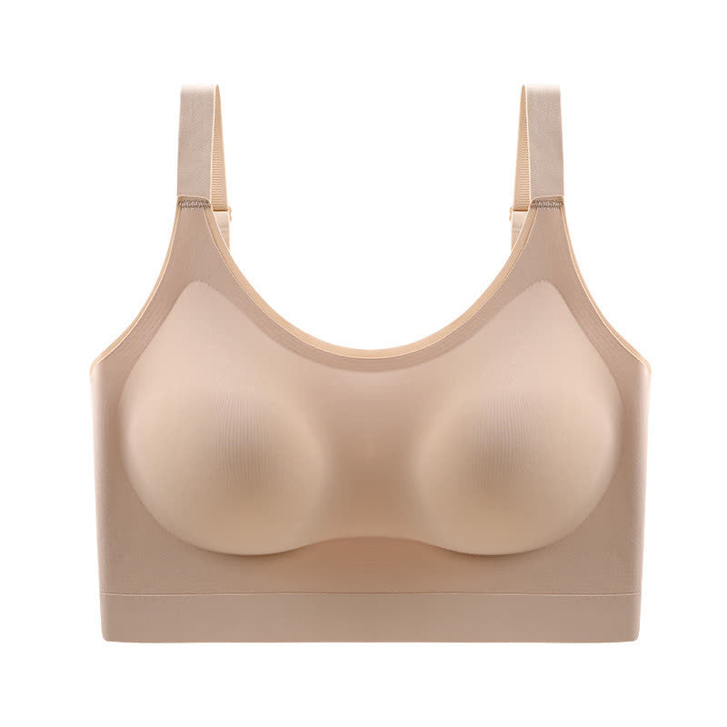 Plus Size Seamless Back Cross Straps Wireless Bra
