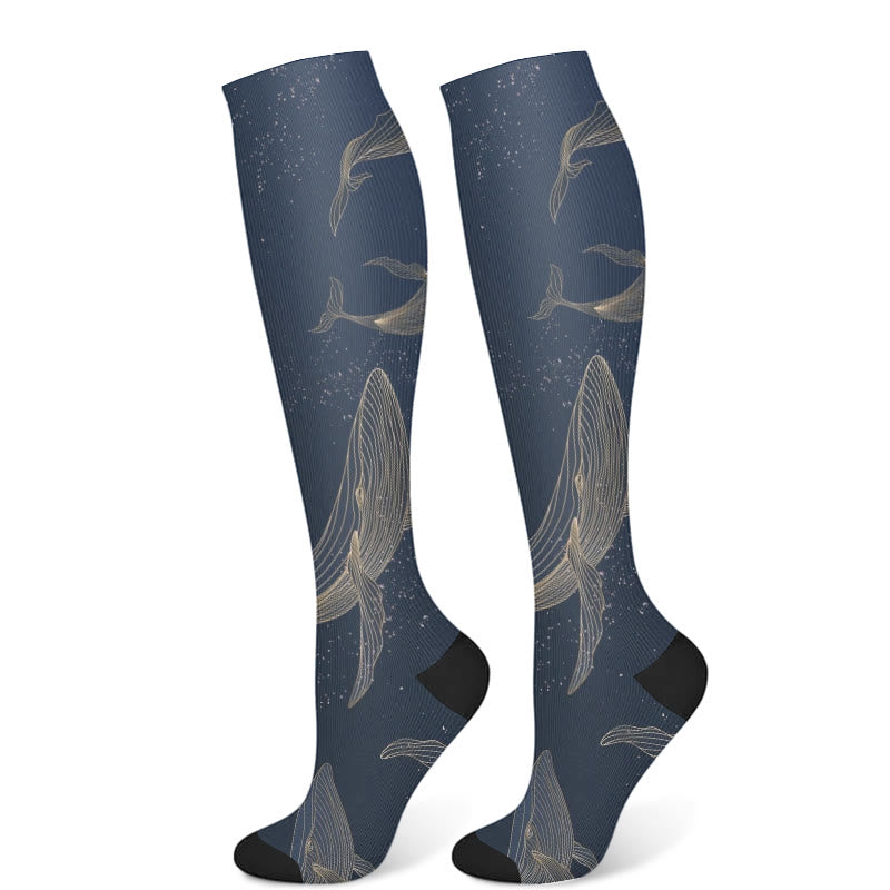 Starry Skies Compression Socks(3 Pairs) - Navy Blue(1 Pair) - S/M - image 3