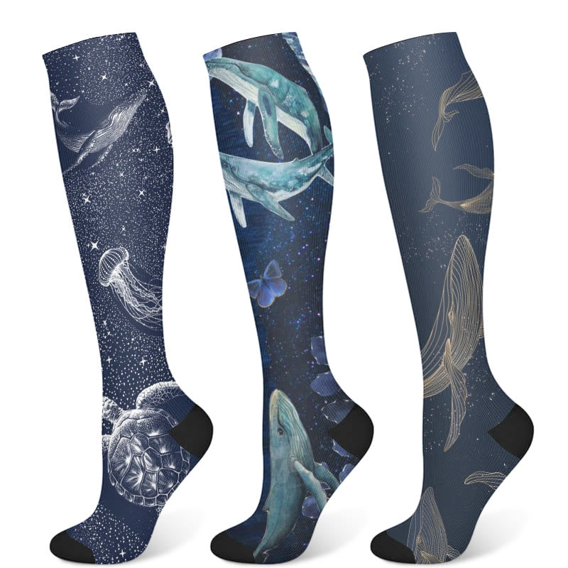 Starry Skies Compression Socks(3 Pairs) - Multicolor - S/M - image 2