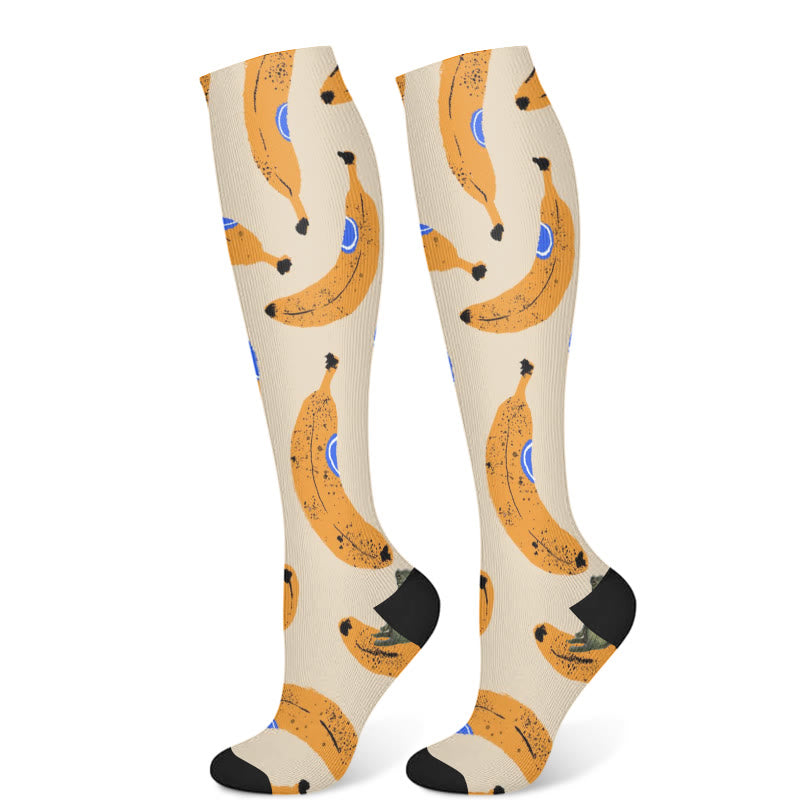 Kiwi Fruit Banana Orange Compression Socks(3 Pairs) - Banana(1 Pair) - S/M - image 4