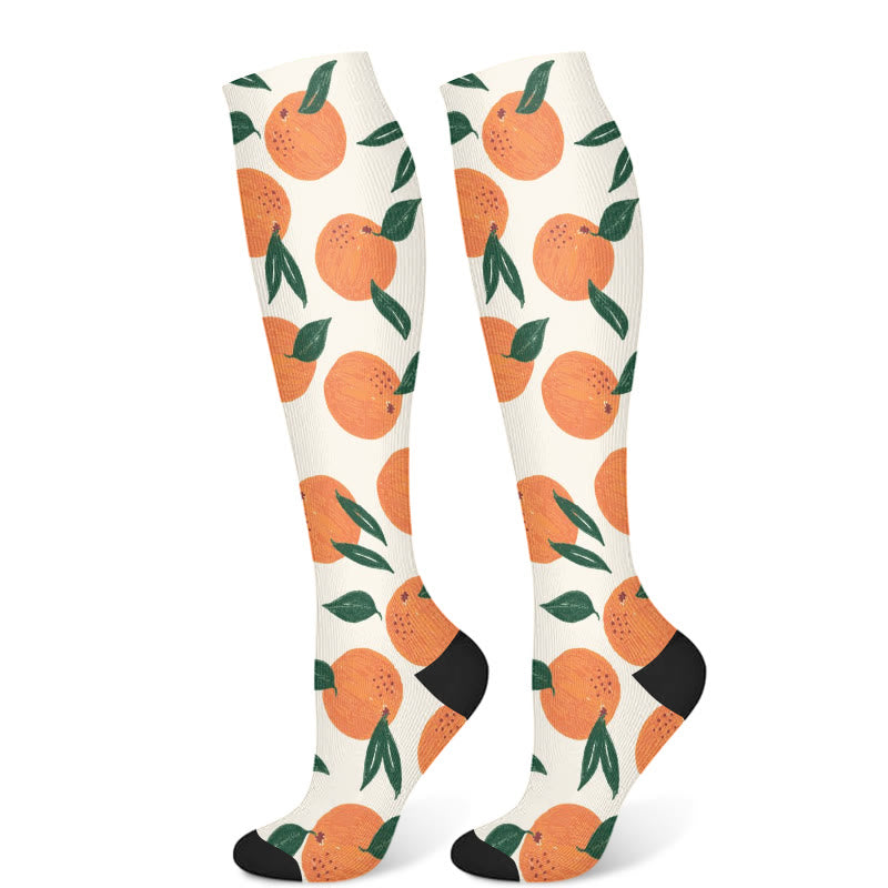 Kiwi Fruit Banana Orange Compression Socks(3 Pairs) - Orange(1 Pair) - S/M - image 3