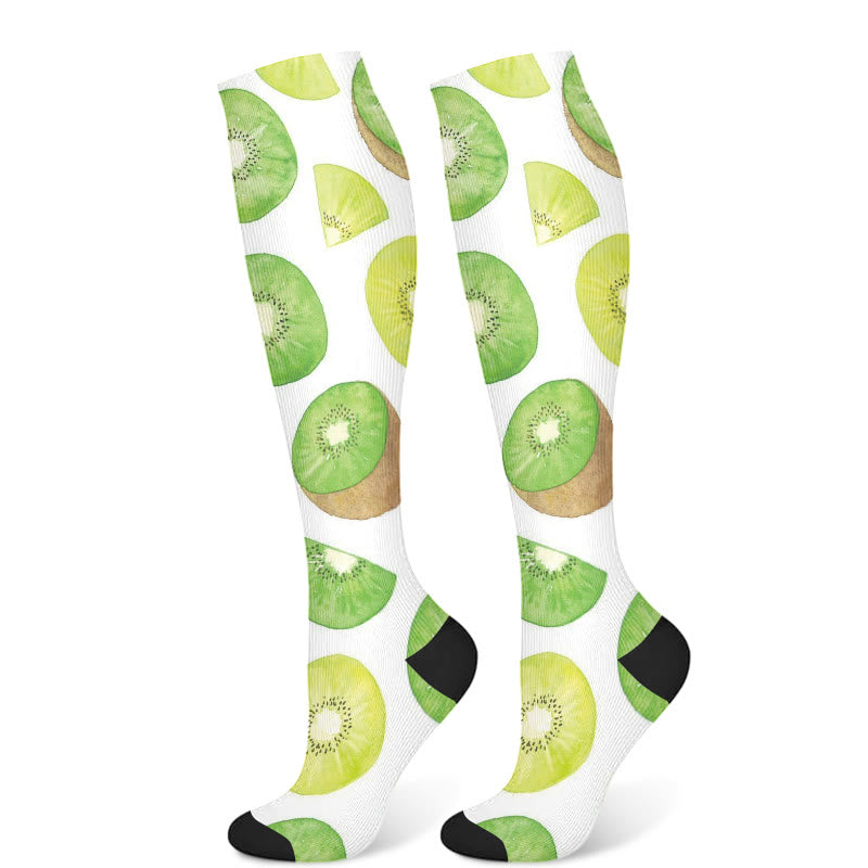 Kiwi Fruit Banana Orange Compression Socks(3 Pairs) - Kiwi Fruit(1 Pair) - S/M - image 2