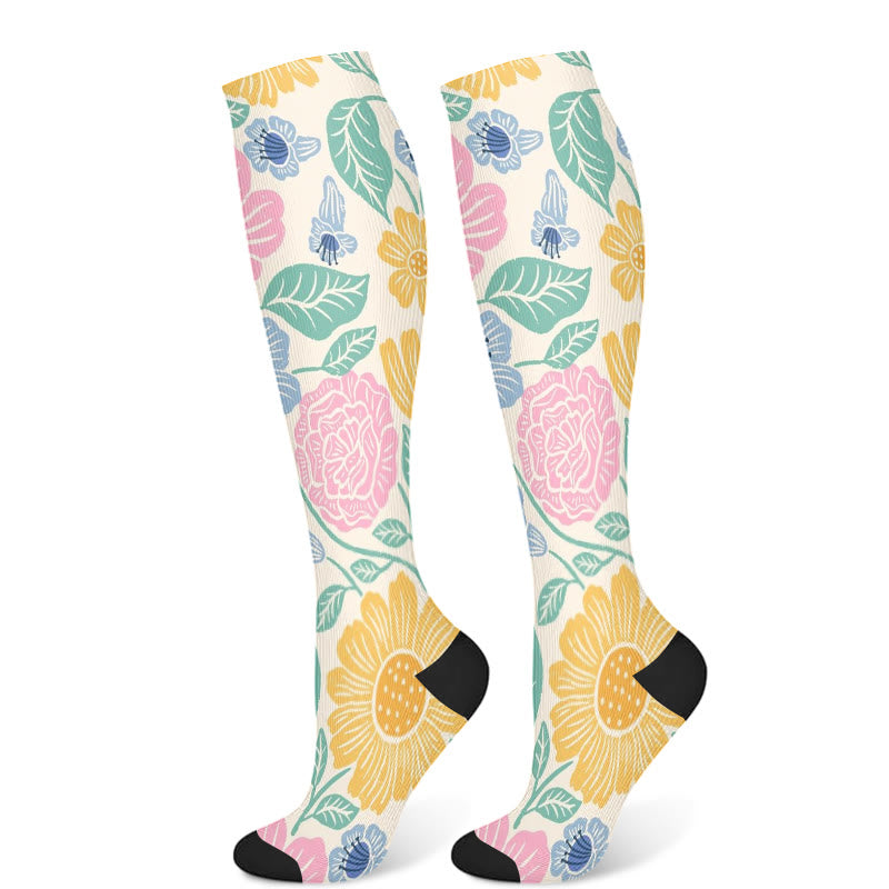 Flowers Bloom Compression Socks(3 Pairs) - A(1 Pair) - S/M - image 4