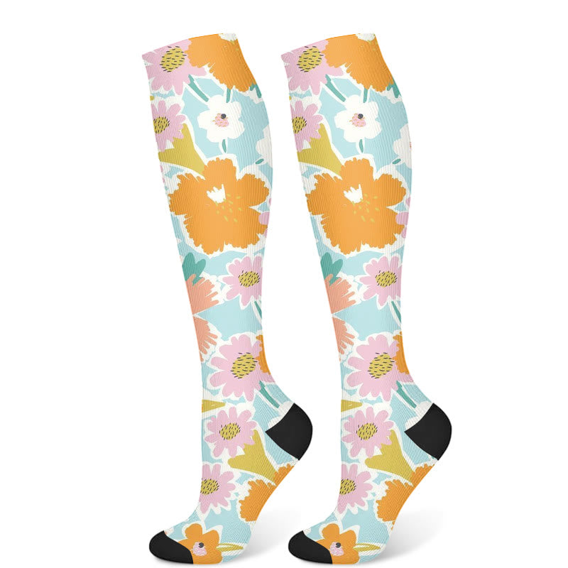 Flowers Bloom Compression Socks(3 Pairs) - C(1 Pair) - S/M - image 2