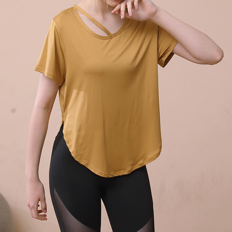 Plus Size Loose Breathable Quick Dry Yoga Short Sleeves