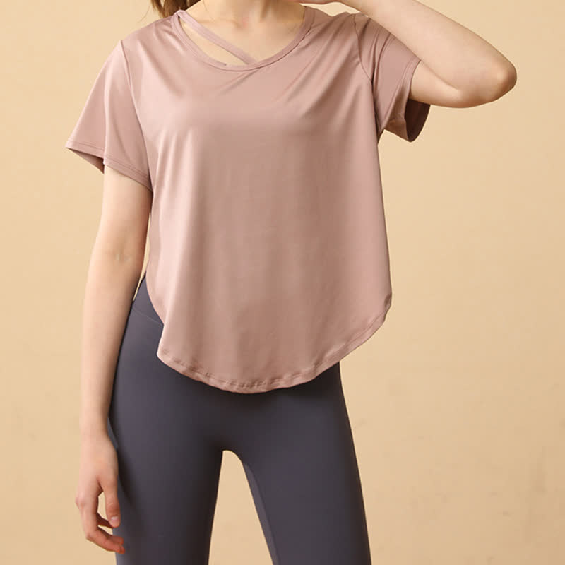 Plus Size Loose Breathable Quick Dry Yoga Short Sleeves
