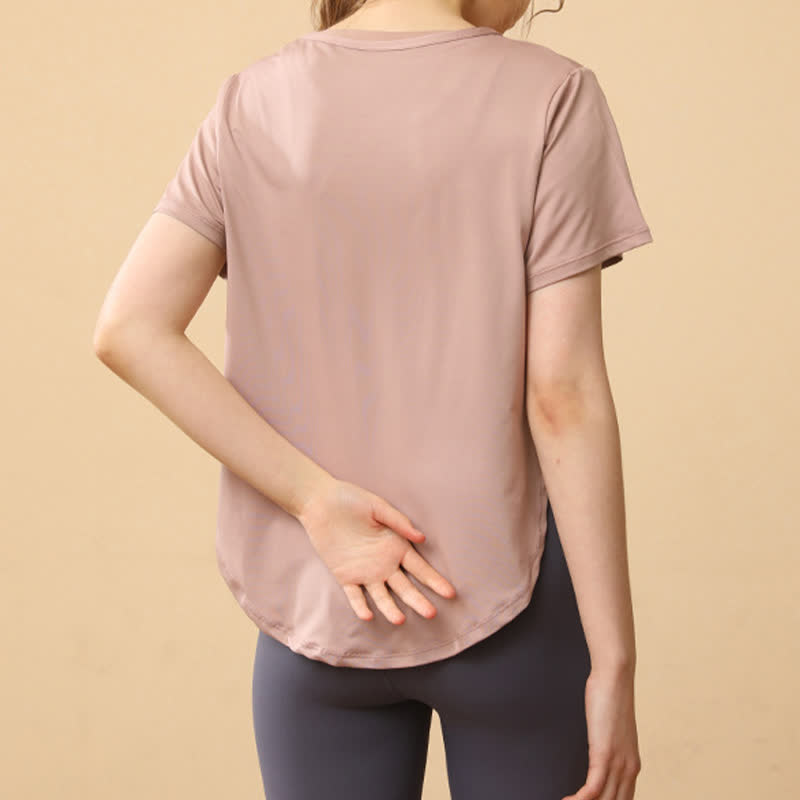 Plus Size Loose Breathable Quick Dry Yoga Short Sleeves