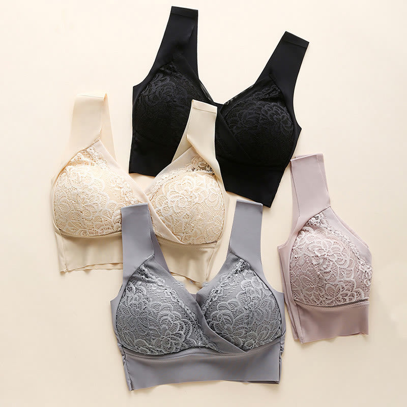 Plus Size Lace Seamless Wireless Bra