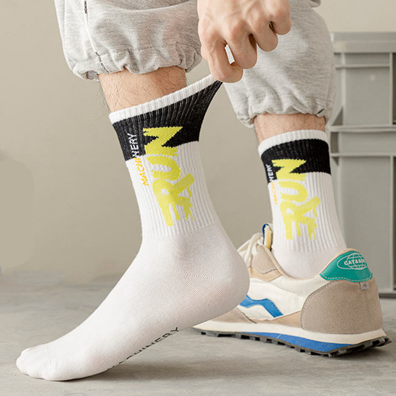 Plus Size Run Letter Quarter Socks(7 Pairs)