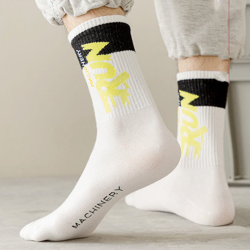 Plus Size Run Letter Quarter Socks(7 Pairs)