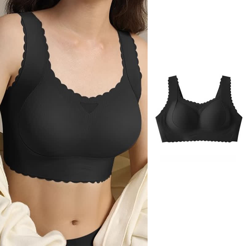 Wavy Edge Full Cup Thin Push Up Wireless Bra