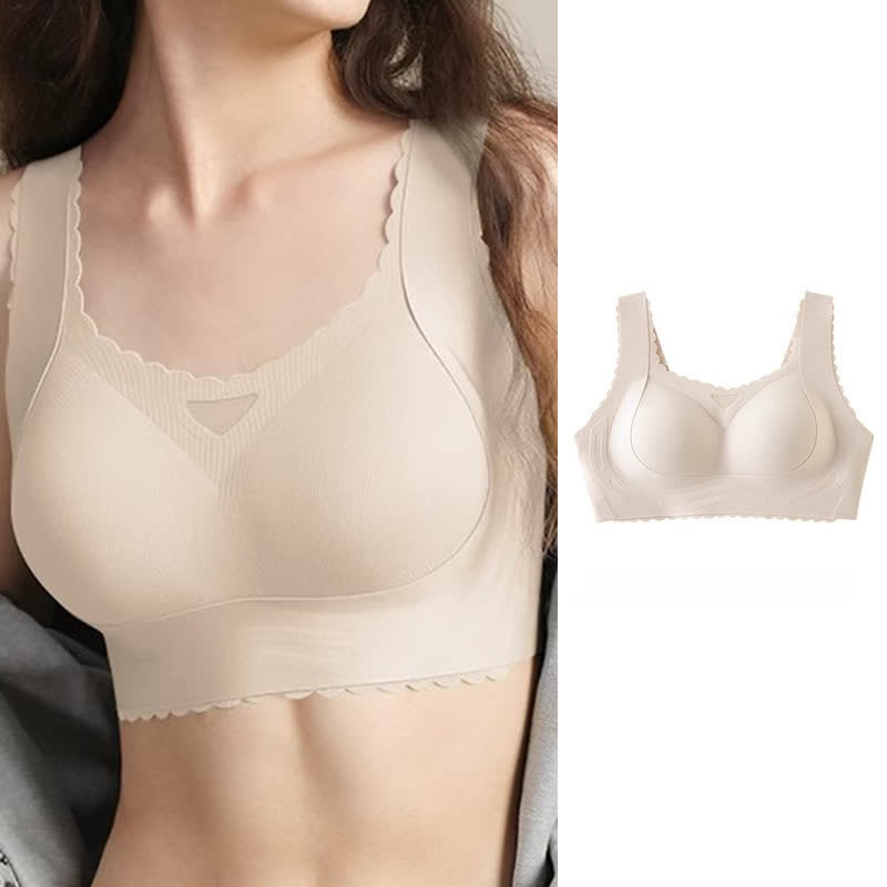 Wavy Edge Full Cup Thin Push Up Wireless Bra