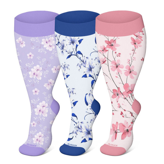 Plus Size Blossom Compression Socks(3 Pairs) - image 0