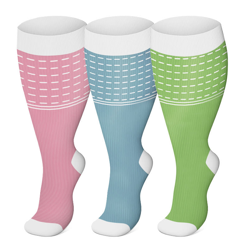 Plus Size Line Compression Socks(3 Pairs)