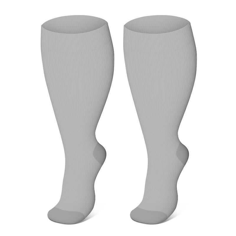Plus Size Pure Color Compression Socks 2XL-7XL - Grey - 7XL - image 14