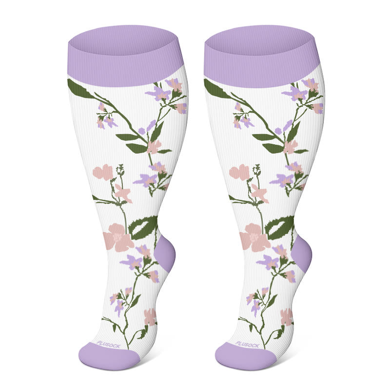 Plus Size Purple Stripe Compression Socks(3 Pairs)