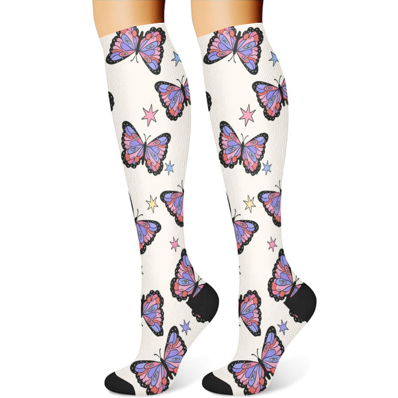 Butterfly Compression Socks(3 Pairs) - Beige(1 Pair) - S/M - image 5