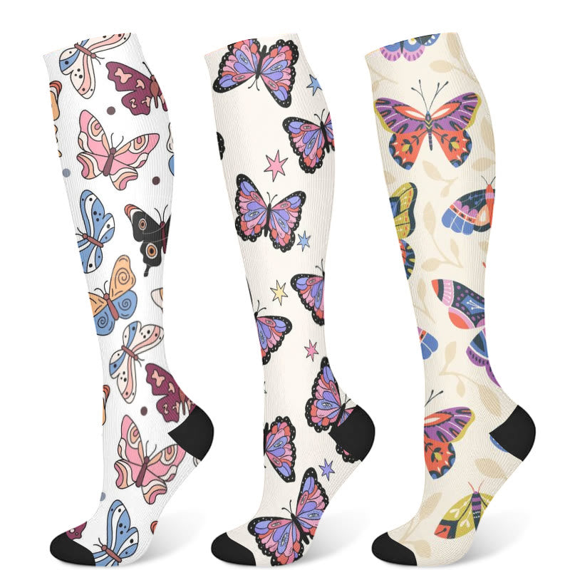 Butterfly Compression Socks(3 Pairs) - Multicolor - S/M - image 2