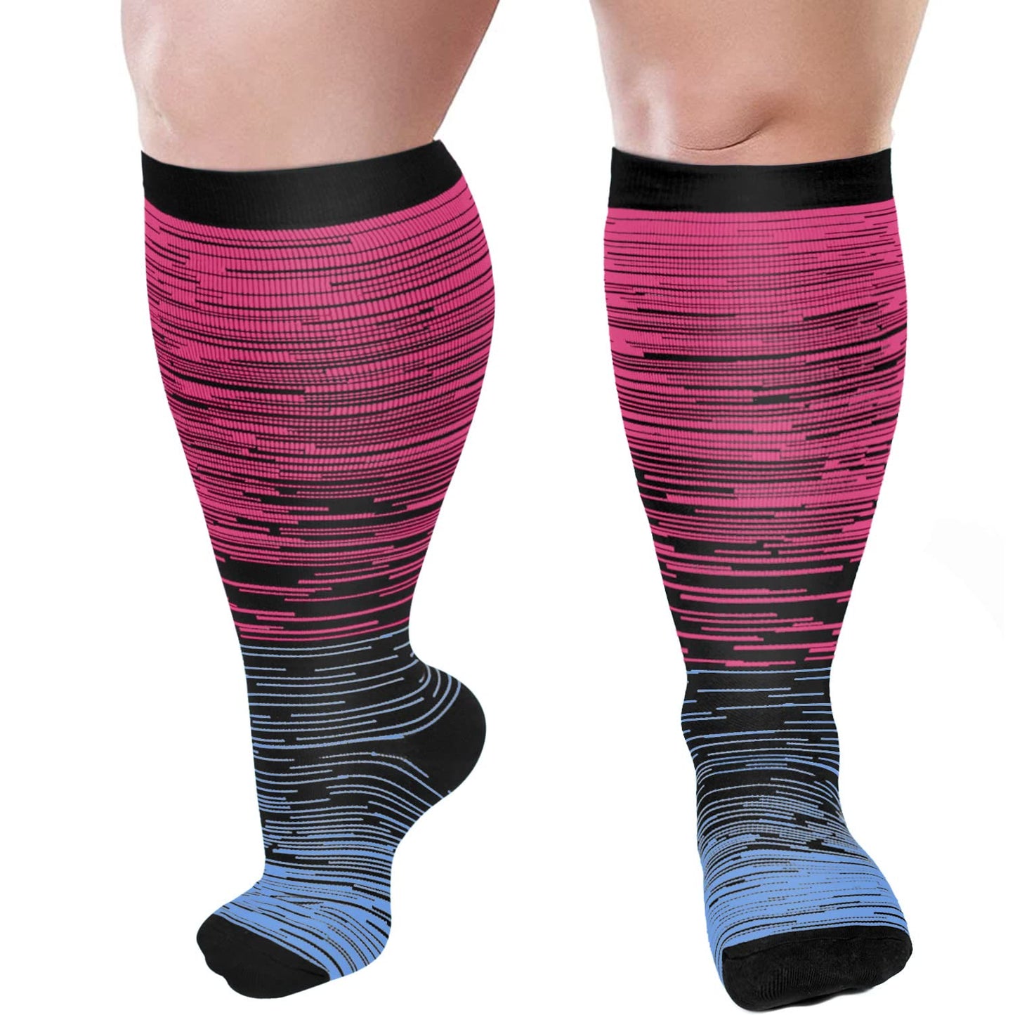 2XL-7XL Rose Red Filaments Plus Size Compression Socks(3 Pairs)