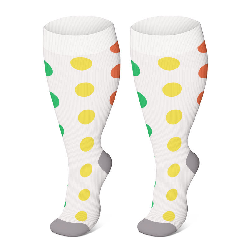Plus Size Colorful Polka Dots Compression Socks(3 Pairs) - Dots - 4XL - image 4