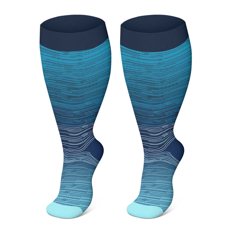 Plus Size Gradient Color Compression Socks(3 Pairs)