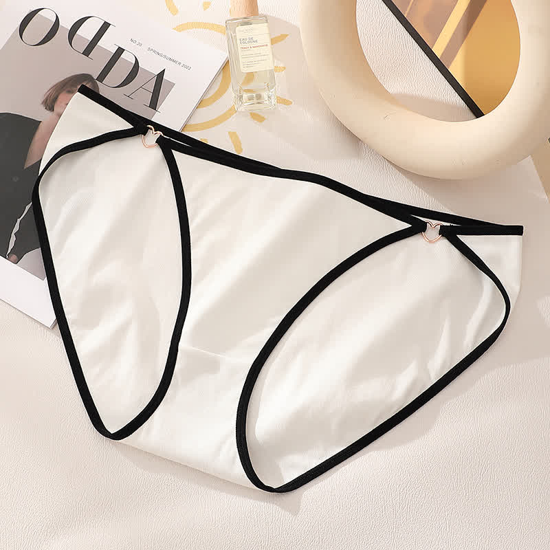 Low-rise Sexy Cotton Heart Hollow Out Brief(3 Packs) - White - 4XL - image 9