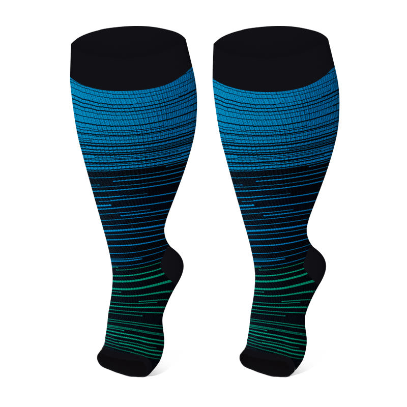 Plus Size Open Toe Compression Socks(3 Pairs) - Blue - 4XL - image 4