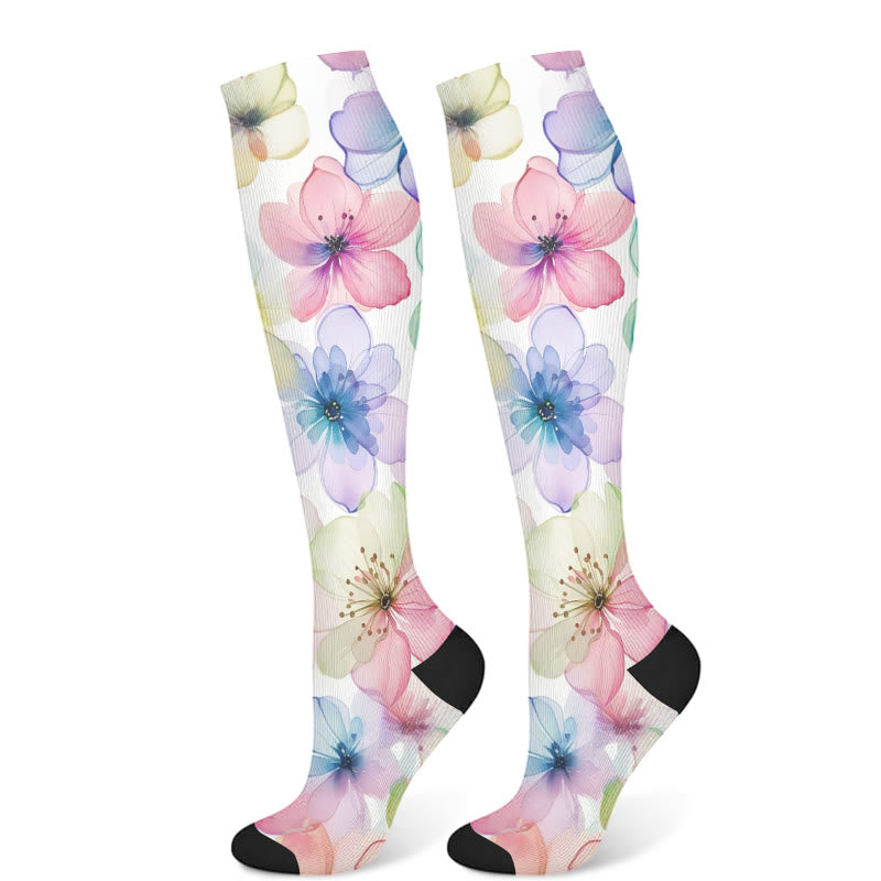 Purple Flower Series Compression Socks(3 Pairs) - Light Purple(1 Pair) - S/M - image 6