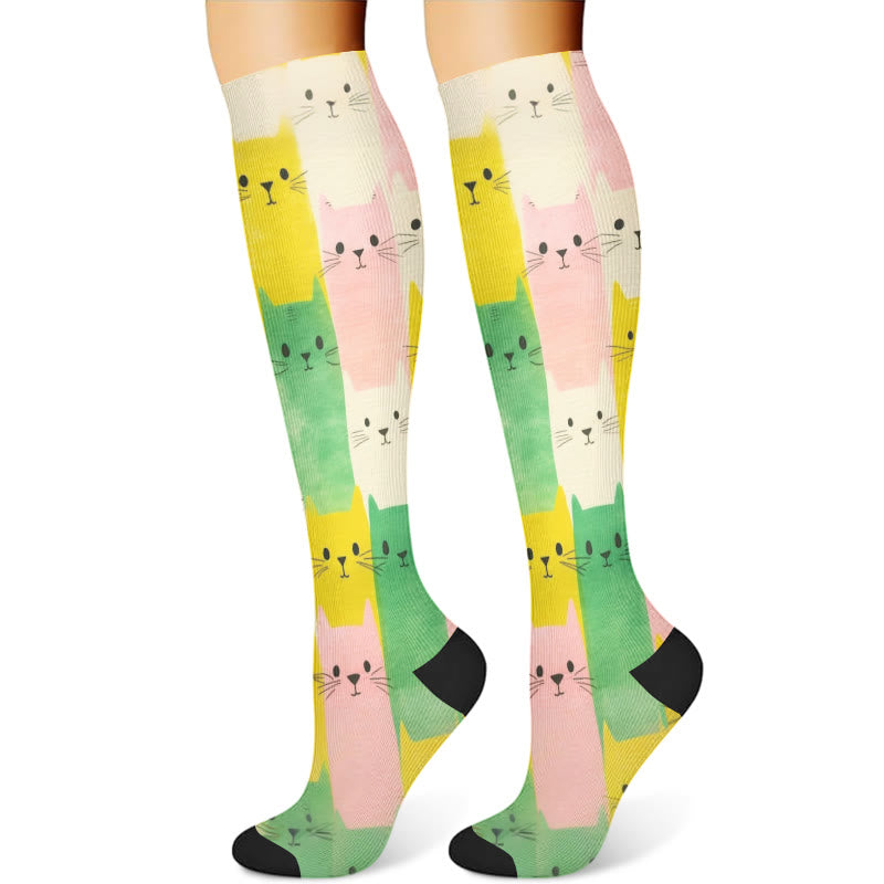 Cartoon Cat Compression Socks(3 Pairs) - image 2