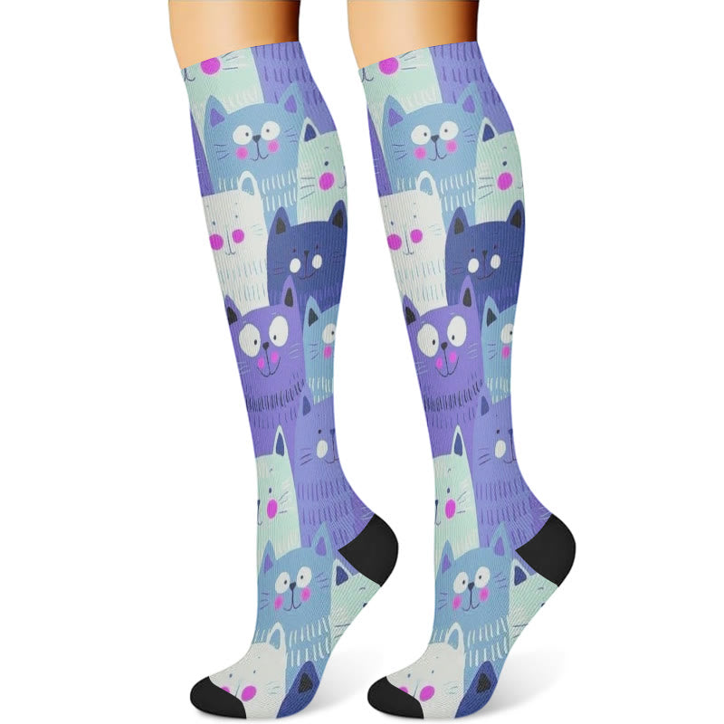 Cartoon Cat Compression Socks(3 Pairs) - image 3