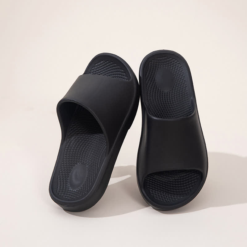 Solid Color Thick Sole Home EVA Slides - Black - EU44-45(US10-11) - image 9