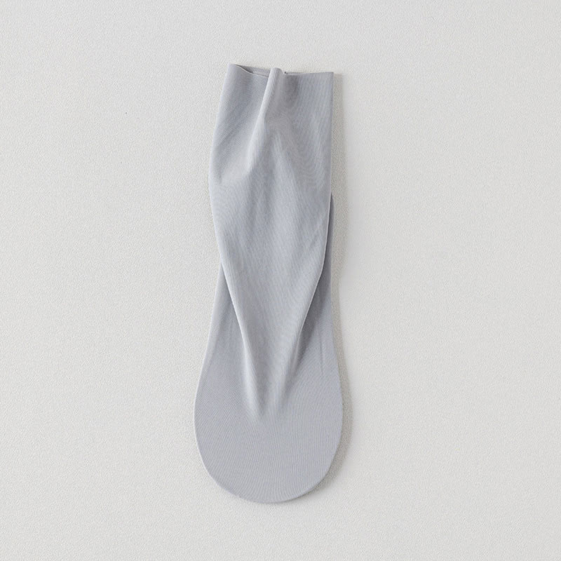 Ice Silk Solid Color Quarter Socks(6 Pairs) - Grey - EU39-44(US6-10) - image 9