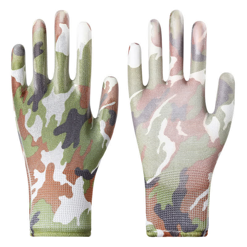 Floral Print Abrasion Resistant Gardening Work Gloves(12 Pairs) - Green - One Size - image 6