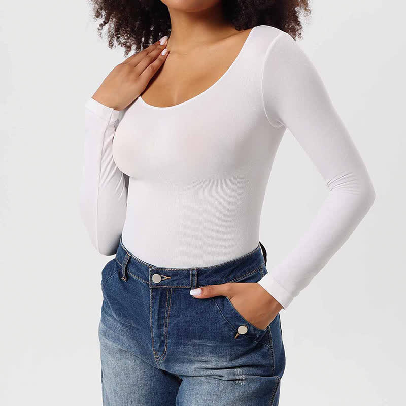 Seamless Long Sleeve Shapewear Bodysuit One Piece
