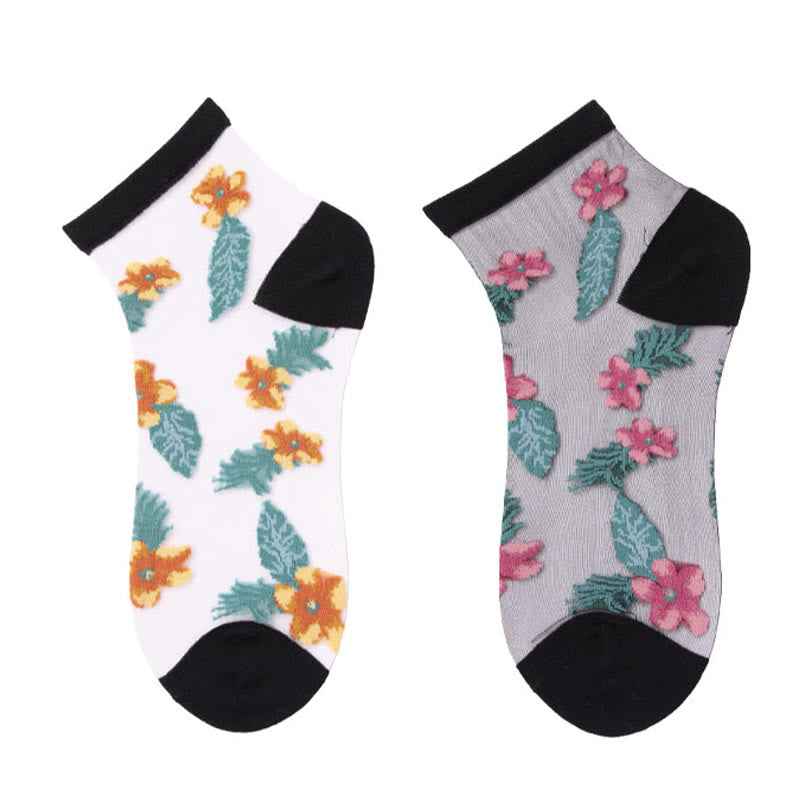 Retro Flowers Ankle Socks(6 Pairs) - image 5