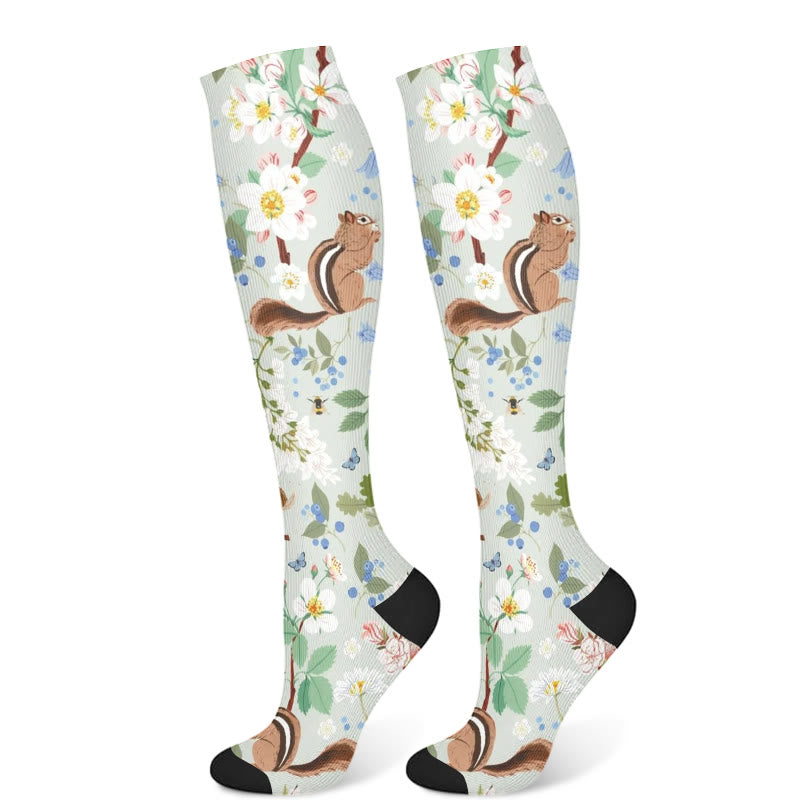 Squirrel Fawn Compression Socks(3 Pairs) - Blue(1 Pair) - S/M - image 6