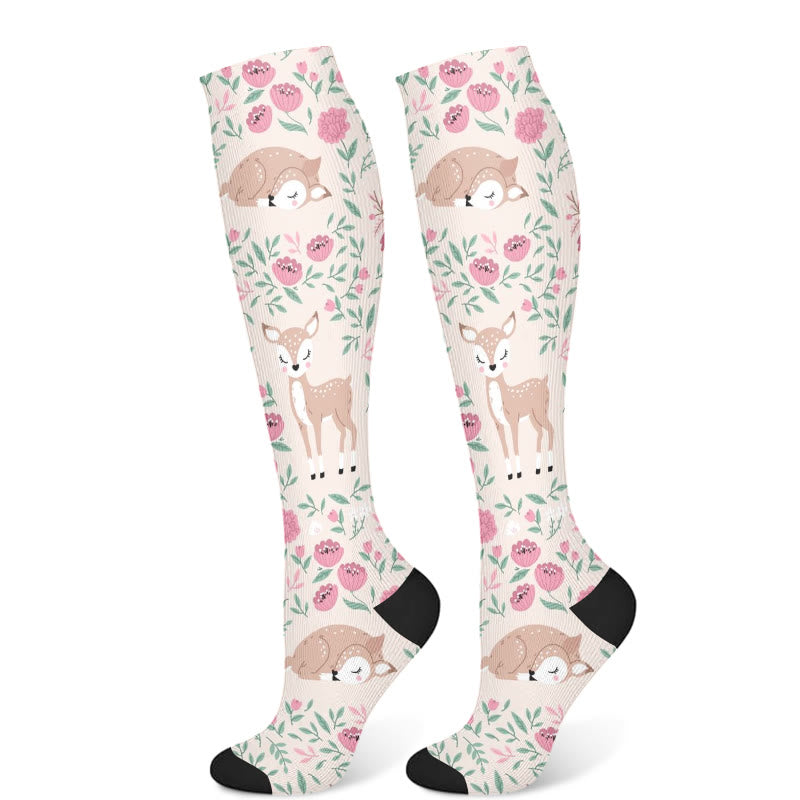 Squirrel Fawn Compression Socks(3 Pairs) - Pink(1 Pair) - S/M - image 7
